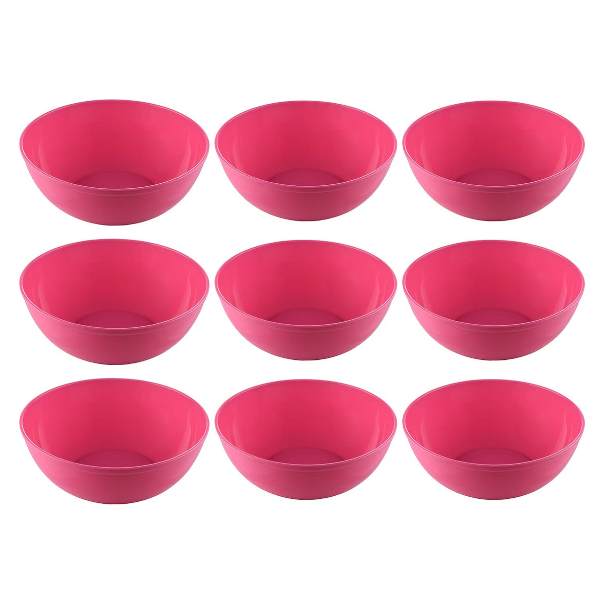 Kuber Industries Bowls|Plastic Dishwasher Safe Bowl|Serving Bowls|Bowls for Kitchen|Microwave Safe Bowls for Salad|Soup|Pasta|1500 ML|Pack of 9 (Pink)