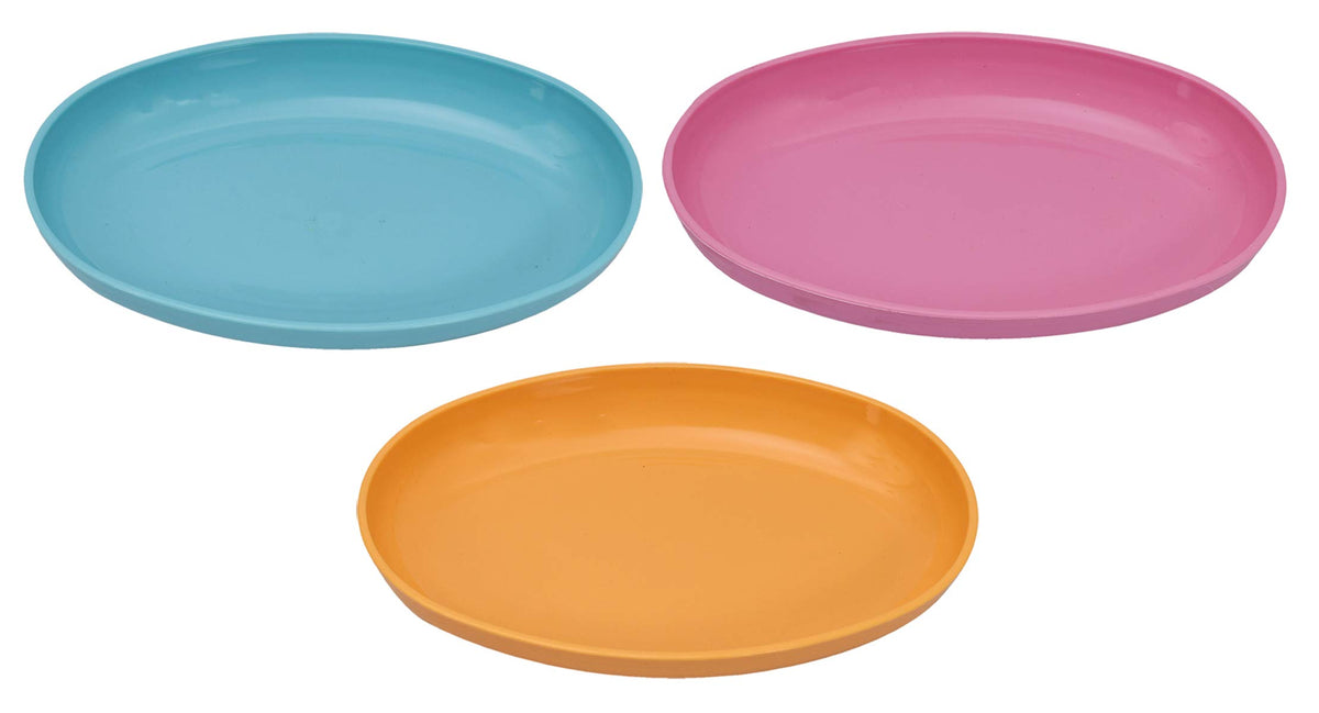 Kuber Industries 3 Pieces Plastic Small Oval Design Snacker Microwave Safe Bowl Set for Serving Snacks, Food (Multi)-KUBMART11104