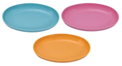Kuber Industries 3 Pieces Plastic Small Oval Design Snacker Microwave Safe Bowl Set for Serving Snacks, Food (Multi)-KUBMART11104