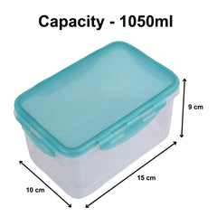 Kuber Industries klick N Seal 302 Airtight Food Storage Container Kitchen Container for Storage Plastic Storage Box for Kitchen Airtight Container Storage Jar (1050ml)-Pack of 2 (Green)-KUBMART15684