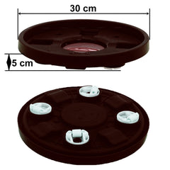 Heart Home Unbreakable Plastic Round Shape Gas Cylinder Stand |Cylinder Trolley with Wheels,Pack of 2 (Brown)