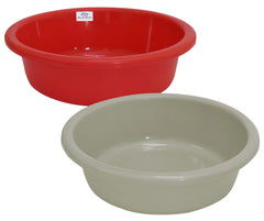 Heart Home Multiuses Plastic Knead Dough Basket/Basin Bowl For Home & Kitchen 6 Ltr- Pack of 2 (Red & Grey) 52HH3874