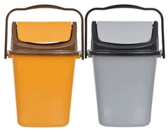 Heart Home Plastic Dustbin, Trashbin, Wastebin For Kitchen, Bathroom, Office Use With Swing Lid With Handle, 7 Liter- Pack of 2 (Yellow & Grey)-47HH0852