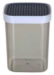 Kuber Industries Check Deisgn Lid Food Grade BPA Free Plastic Kitchen Container Set,1500ml, Set of 3 (Grey)