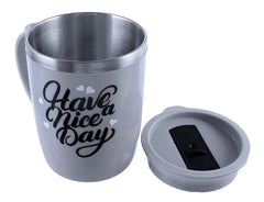 Heart Home Insulated BPA Free Plastic Coffee Mug with Lid, Pack of 2 (Grey & Coffee)