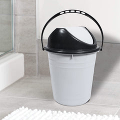 Heart Home Plastic Dustbin with Swinging Lid|Portable Garbage Basket & Round Trash Can for Home,Kitchen,Office,College,10 Ltr (Gray)