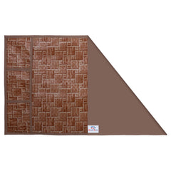 Heart Home Wooden Check Printed PVC Fridge Top Cover, Protect for Scratches, Wear & Tear and Dust with 6 Utility Side Pockets (Brown)