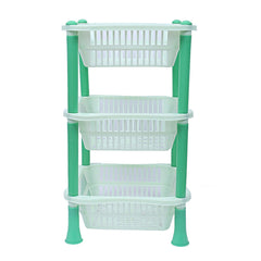 Kuber industries Plastic 2 Pieces 3 Layer Multi-Purpose Kitchen Storage Basket Rack (Green)-CTKTC25237