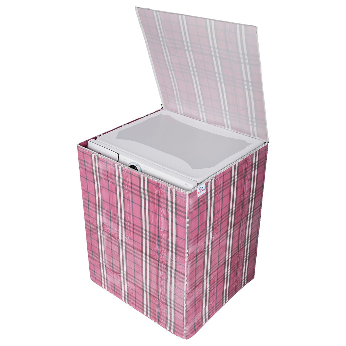 Heart Home Washing Machine Cover | Big Check Design Washing Machine Cover | Soft PVC | Top Load Fully-Automatic Washing Machine Cover | Maroon