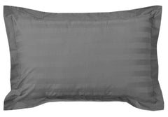 Heart Home 2 Pieces Cotton Luxurious Satin Striped Pillow Cover Set-17"x27" (Grey) - CTHH7183