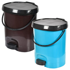 Heart Home Multiuses Plastic Pedal Dustbin, Waste Bin, Trash Can With Detachable Bucket, 10 Litre- Pack of 2 (Brown)-47HH0731