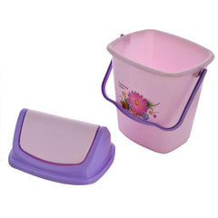 Kuber Industries 2 Pieces Pluto Plastic Swing Printed Garbage Waste Dustbin for Home, Office with Handle, 5 Liters (Purple)-KUBMART3098