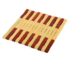 Kuber Industries Pencil Design Square Bamboo Coasters for Home Set of 2 Pan Pot Holder Heat Insulation Pad (Brown)