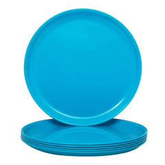Kuber Industries 6 Pieces Unbreakable Round Plastic Microwave Safe Dinner Plates (Green) - CTKTC034609