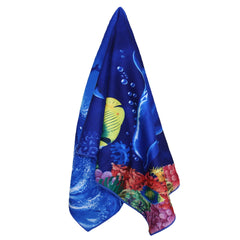 Heart Home Kids Bath Towel|Soft Cotton & Sides Stitched Baby Towel|Microfibered Super Absorbent Aquarium Pattern Towel for Infants,Toddler,55x26 Inch (Navy Blue)