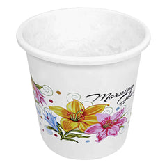 Kuber Industries Flower Print Plastic Garbage Waste Dustbin/Recycling Bin for Home, Office, Factory, 13 Liters (White)-KUBMART10920