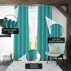 Kuber Industries 100% Room Darkening Black Out Curtain I 7 Feet Door Curtain I Insulated Heavy Polyester Solid Curtain|Drapes with 8 Eyelet for Home & Office (Aqua)