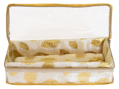 Kuber Industries Multipurpose Weave Design Laminated 1 Rod Bangle Box/Organizer/Case With Tranasparent Top (Gold)-47KM0385