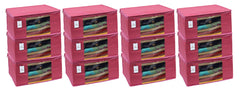 Kuber Industries 12 Piece Non Woven Saree Cover Set, Pink,Large Size -CTKTC6412