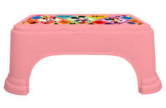 Kuber Industries Disney Mickey Minnie Print Square Plastic Bathroom Stool, Adults Simple Style Stool Anti-Slip with Strong Bearing Stool for Home, Office, Kindergarten (Pink) -HS_35_KUBMARTS17694