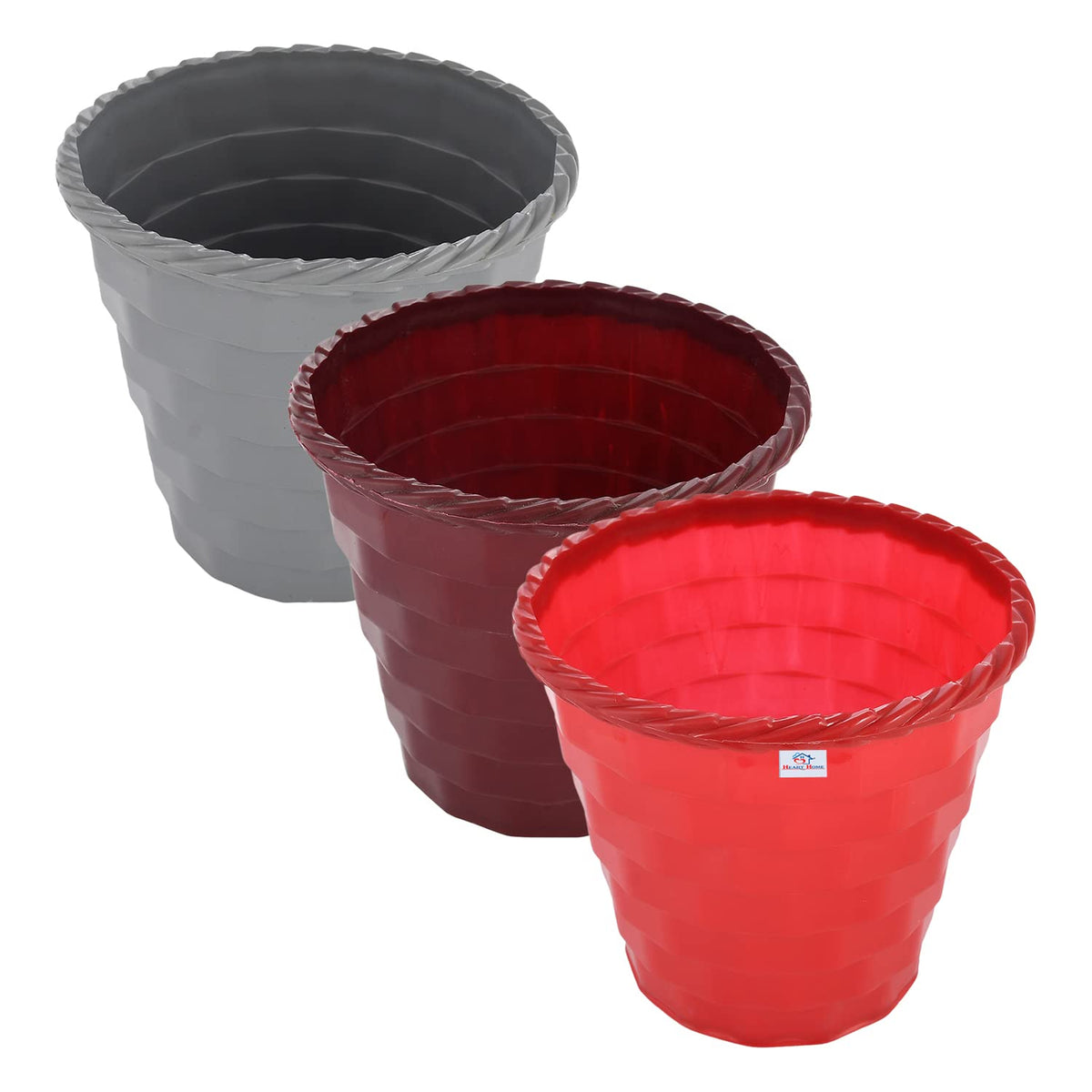 Heart Home Brick Flower Pot|Durable Plastic Flower Pots|Planters for Home Décor|Garden|Living Room|Balcony|6 Inch|Pack of 3 (Multicolor)