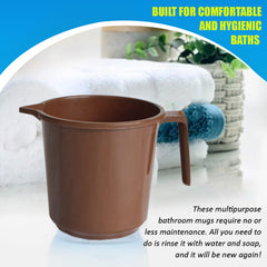 Kuber Industries Plastic Lightweight, Unbreakable Bathroom Mug 1.5 Litre (Brown, Pack of 6)