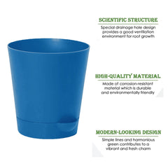 Kuber Industries Plastic Titan Pot|Garden Container for Plants & Flowers|Self-Watering Pot with Drainage Holes,6 Inch (Blue)
