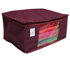 Kuber Industries Non Woven Saree Covers With Zip|Saree Covers For Storage|Saree Packing Covers For Wedding|Pack of 12 (Maroon)