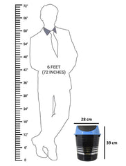 Kuber Industries Plastic 3 Pieces Medium Size Swing Lid Garbage Waste Dustbin for Home, Office, Factory, 10 Liters (Black & Blue)-KUBMART10242