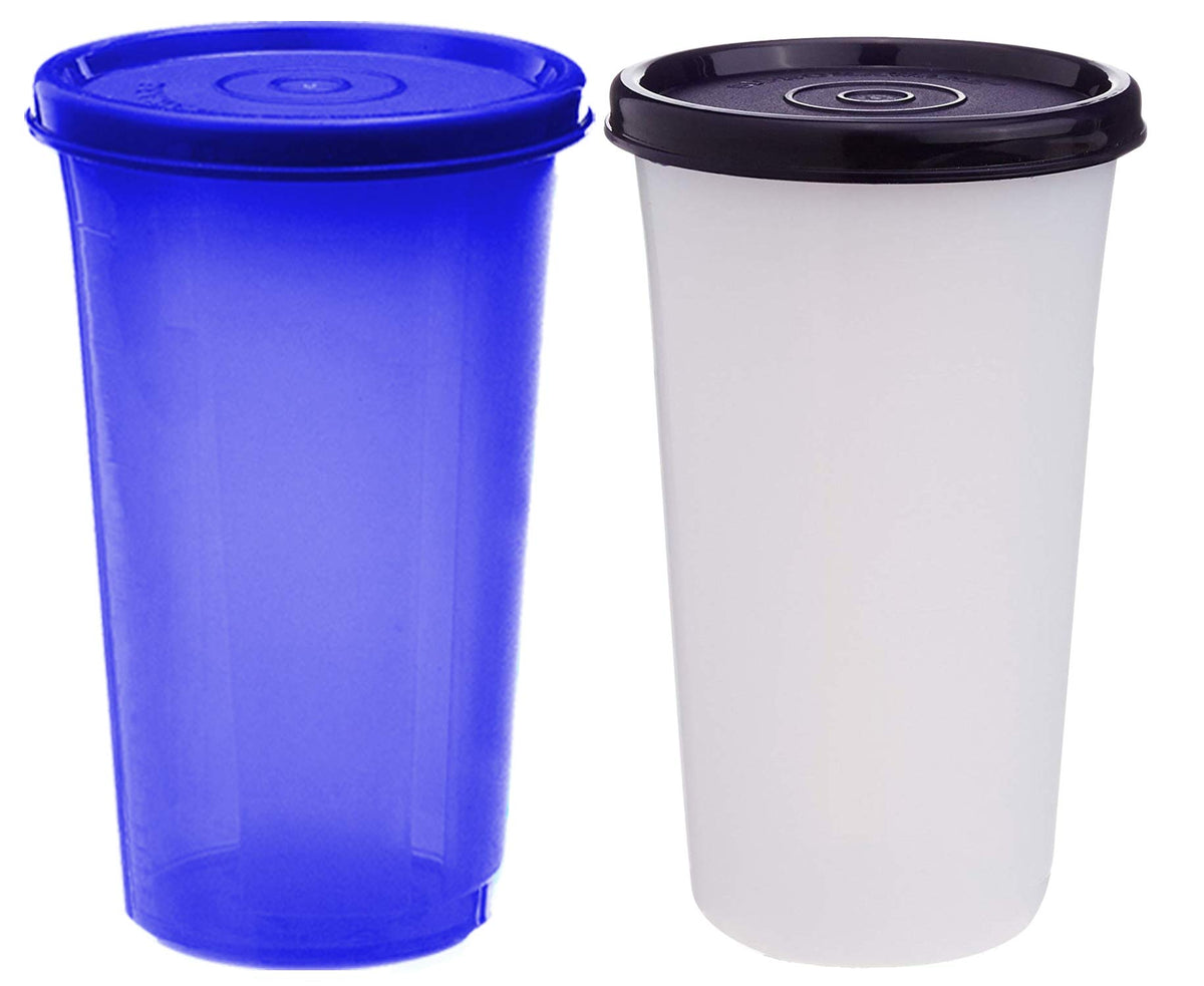 Kuber Industries Virgin Plastic Big Everday Big Glass 2 Piece Tumbler/airtight Container Leakproof Storage with Lid 500ml (Multi) CTKTC34149