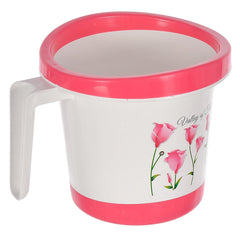 Kuber Industries Floral Print Plastic Bathroom Mug 1 Litre Pack of 2 (Blue & Pink)-46KM0177, Standard