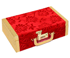 Kuber Industries Two Rod Bangle Box For Women|Storage Box with Lock System|Wooden Bangle Organizer (Maroon & Gold)