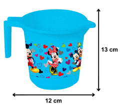 Kuber Industries Disney Team Mickey Print 2 Pieces Unbreakable Virgin Plastic Bathroom Bucket with Mug Set- Blue, (1 Pc 16 LTR Bucket & 1 Pc 500 ML Mug) -HS_35_KUBMARTS17489