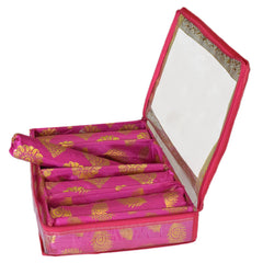 Heart Home Multipurpose Feather Design Laminated 4 Rod Bangle Box/Organizer/Case With Tranasparent Top (Pink)-47HH0229