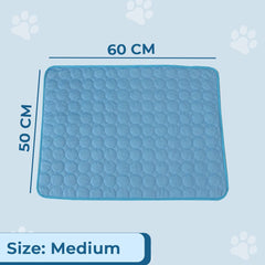 Urbane Home Rectangular Dog & Cat Bed|Premium Cool Ice Silk with Polyester With Bottom Mesh|Multi-Utility Self-Cooling Pad For Dog & Cat|Light-weight & Durable Dog Bed|ZQCJ001B-M|Blue