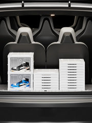 Kuber Industries 3 Layer Shoe Box for Storage|Multi-Purpose Plastic Shoe Rack|Installation Free Shoe Organizer|White|