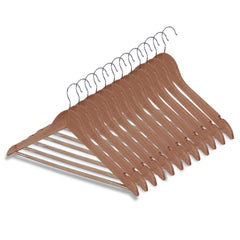 Kuber Industries Lightweight Attractive Wood Hangers for Shirt,Pants,Suit with Side Notches & Hooks Pack of 12 (Brown)