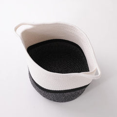 Kuber Industries Cotton Woven Storage Basket With Handle|Shelf Basket Hamper|Organizer for Toys, Socks, Cosmetic|Capacity 8.6 L|Multicolor|