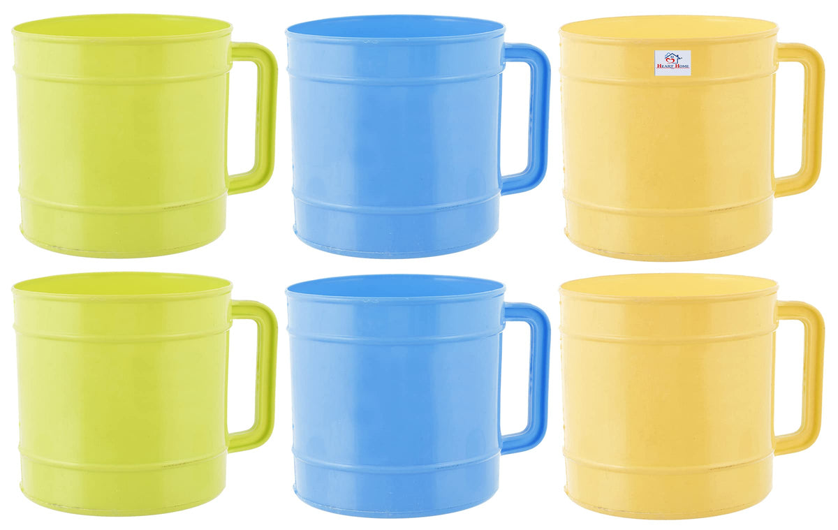 Heart Home Plastic Bathroom Mug, 1 Ltr., Pack of 6 (Green & Cream & Blue)