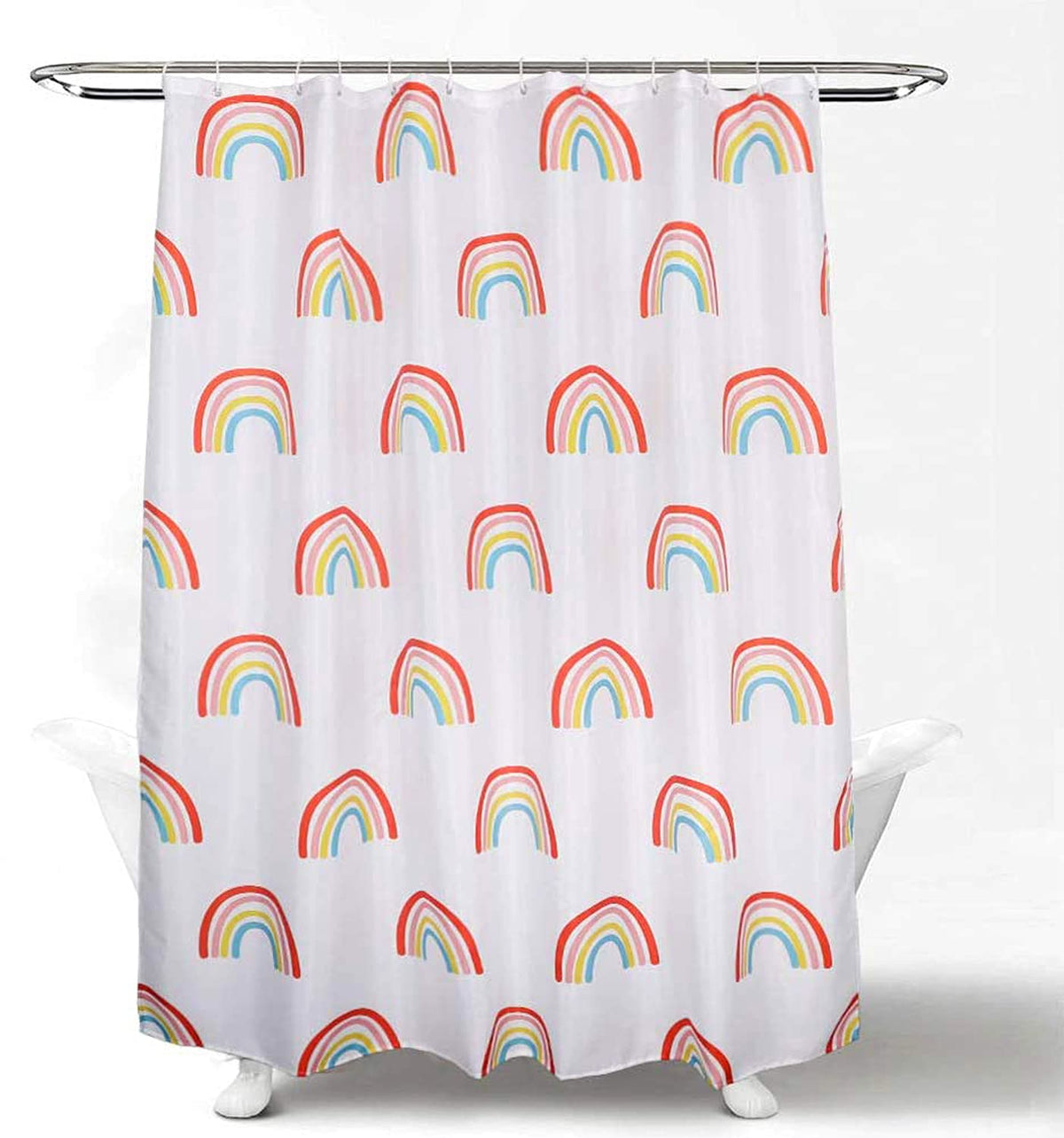 Kuber Industries Peva Polyvinyl Chloride Shower Curtain with Hooks HS_38_KUBMART21462, 84x54 Inches (Cream)