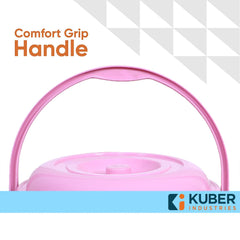 Heart Home Colorful Homeware Bucket| Plastic Bucket|Transparent Bucket with Lid & Handle for Bathroom,Home Use,13 Litre (Pink)