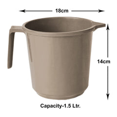 Kuber Industries Plastic Lightweight, Unbreakable Bathroom Mug 1.5 Litre (Light Brown, Pack of 2)
