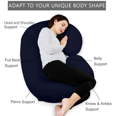 Kuber Industries Cotton Ultra Soft Hollow Fibre C Shaped Maternity Pillow,Pregnancy Pillow,Body Pillow with Zippered Cover (Black)-CTKTC39241