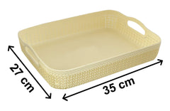 Heart Home Q-3, 4 Unbreakable 4 Pieces Plastic Multipurpose Small & Large Size Net Storage Basket for Office, Kitchen, Bathroom with Handle, Multi-HEART10316