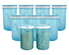Heart Home Containers Set for Kitchen|BPA-Free Plastic 500 ML Storage Containers Set with Spoon for Kitchen|Pack of 9 (Sky Blue)