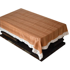 Kuber Industries Table Cloth|Center Table Cover|Round Table Cover|Table Cover 4 Seater|Wooden Design (Light Brown)
