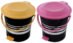Kuber Industries 2 Pieces Plastic Dustbin Garbage Bin with Handle,10 Liters (Yellow & Pink) -CTKTC38030