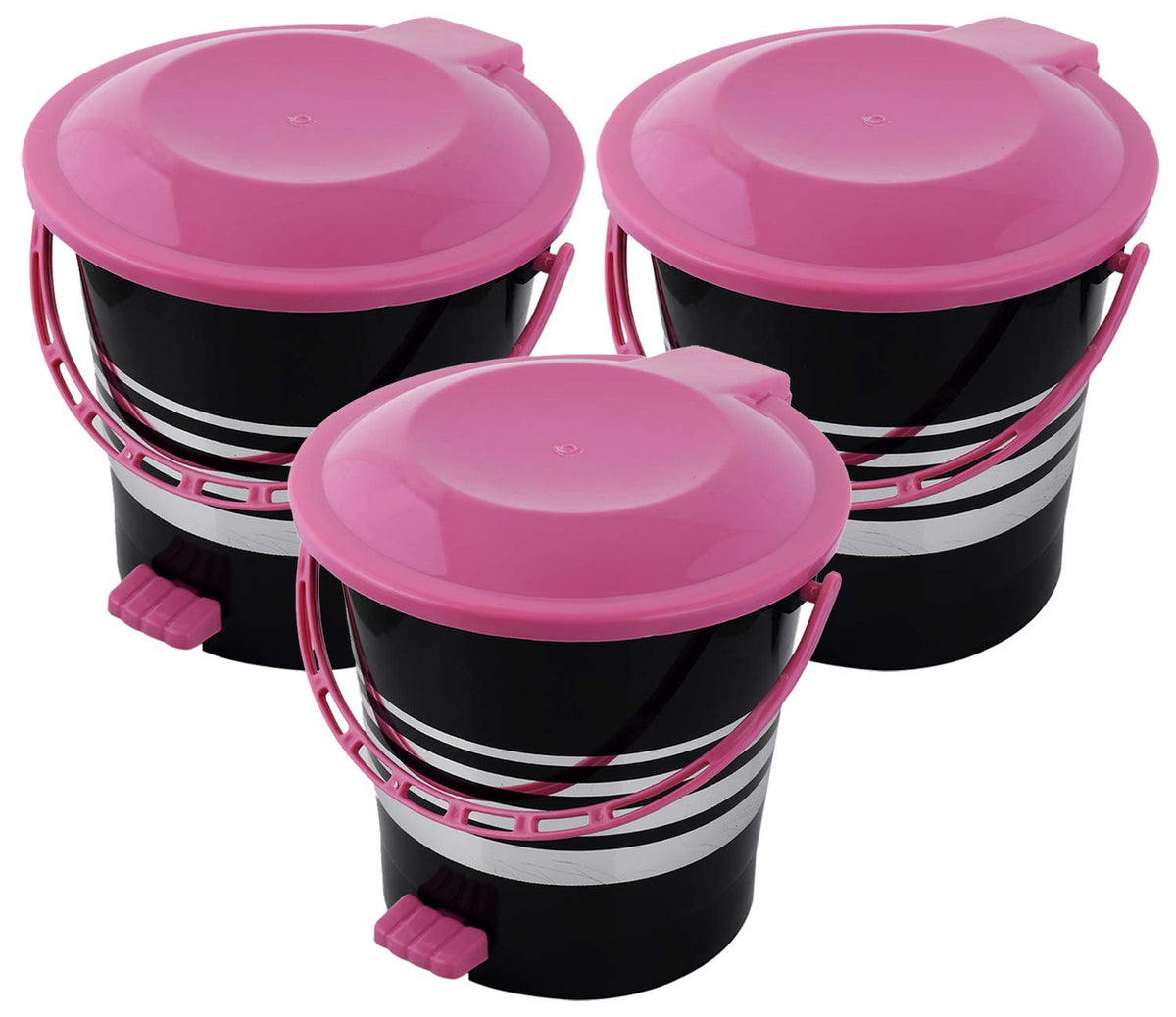 Kuber Industries 3 Pieces Plastic Dustbin Garbage Bin with Handle,5 Liters (Pink) -CTKTC037974