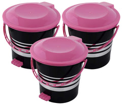 Kuber Industries 3 Pieces Plastic Dustbin Garbage Bin with Handle,5 Liters (Pink) -CTKTC037974