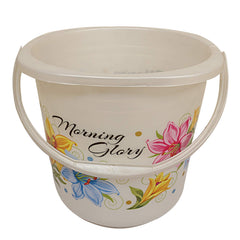 Kuber Industries Floral 2 Piece Plastic Bucket Set, 16 litres, Off White (CTKTC1837)